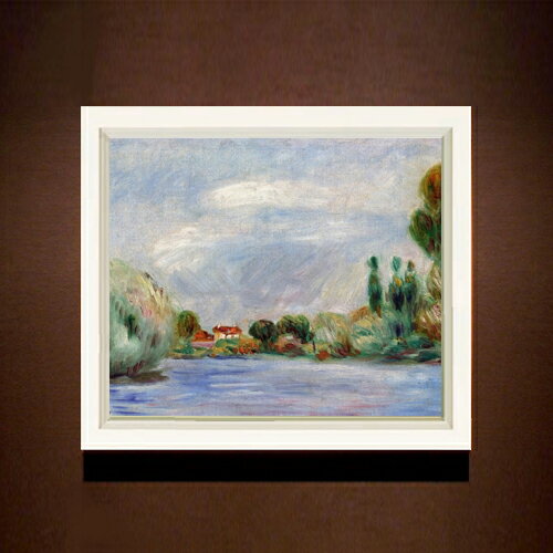 【油絵 直筆仕上げ】ルノワール House on the River F8 【シンプルフレーム】 絵画 販売 8号 油彩 風景画 485×410mm 複製画 送料無料 プレゼント ギフト 開店祝い 開業祝い 退職祝い 新築祝い リビング 玄関 モダン アートフレーム 壁掛け