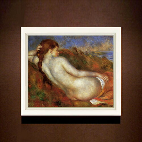 【油絵 直筆仕上げ】ルノワール 寄りかかる裸婦像(2) F8 【シンプルフレーム】 絵画 販売 8号 油彩 風景画 485×410mm 複製画 送料無料 プレゼント ギフト 開店祝い 開業祝い 退職祝い 新築祝い リビング 玄関 モダン アートフレーム 壁掛け