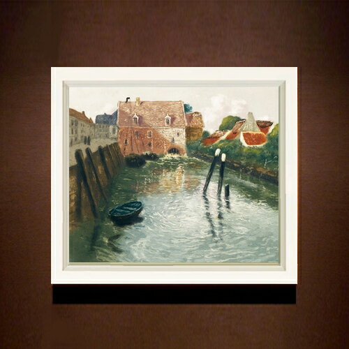 絵自体（キャンバス）の大きさ　455×380mm 表面アクリル透明保護板　額縁吊り紐　付属 ※一部在庫商品は早期出荷可能の場合がございます。 お急ぎに際は別途Eメールにてお問い合わせください。 お問い合わせメールアドレス 　shopmaster@artrest.jp 【留意事項】 ※注文個数によりお届け日が変わることがあります。 ※直筆仕上げ商品のため色彩が若干異なる場合がございますので 予めご了承くださいませ。 絵画 販売 インテリア 油絵 油彩 壁掛け 複製画 風景画 ゴッホ モネ ルノワール その他 静物画 肖像画 アート プレゼント 開業祝い 退職祝い 新築祝い 玄関 リビングアート 風水 縁起 フレーム 贈り物フリット・タヴロー 水車のある運河