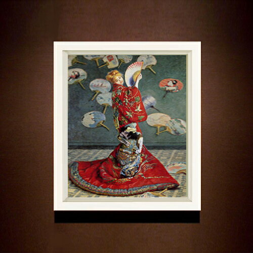 【油絵 直筆仕上げ】クロード・モネ ラ・ジャポネーズ F8 【シンプルフレーム】 絵画 販売 8号 油彩 風景画 485×410mm 複製画 送料無料 プレゼント ギフト 開店祝い 開業祝い 退職祝い 新築祝い リビング 玄関 モダン アートフレーム 壁掛け