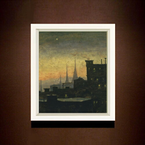 【油絵 直筆仕上げ】ルイ・エイルシェミウス New York Roof Tops F8 【シンプルフレーム】 絵画 販売 8号 油彩 抽象画 485×410mm 複製画 送料無料 プレゼント ギフト 開店祝い 開業祝い 退職祝い 新築祝い リビング 玄関 モダン アートフレーム 壁掛け