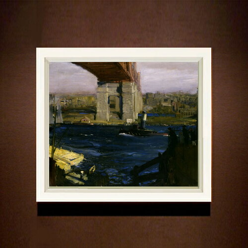 【油絵 直筆仕上げ】ジョージ・ベローズ Bridge, Blackwell’s Island F8 【シンプルフレーム】 絵画 販売 8号 油彩 風景画 485×410mm 複製画 送料無料 プレゼント ギフト 開店祝い 開業祝い 退職祝い 新築祝い リビング 玄関 モダン 近代アート 壁掛け