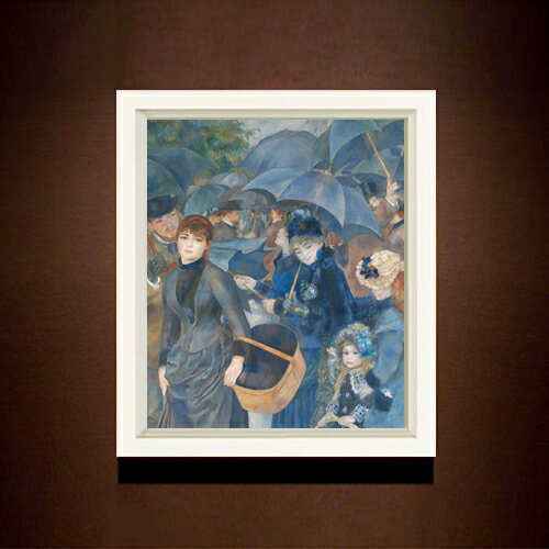 Rakuten - 【油絵 直筆仕上げ】ルノワール 雨傘 F8 【シンプルフレーム】 絵画 販売 8号 油彩 風景画 485×410mm 複製画 送料無料 プレゼント ギフト 開店祝い 開業祝い 退職祝い 新築祝い リビング 玄関 モダン アートフレーム 壁掛け