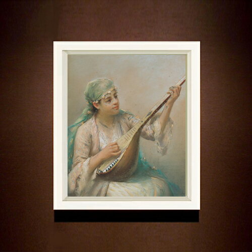 ファウストゾナロ Woman Playing a String Instrument F8  絵画 販売 8号 油彩 人物画 485×410mm 複製画 送料無料 プレゼント ギフト 開店祝い 開業祝い 退職祝い 新築祝い リビング 玄関 モダン 近代アート 壁掛け