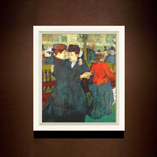 【油絵 直筆仕上げ】ロートレック ムーラン・ルージュにて、二人の女性 F8 【シンプルフレーム】 絵画 販売 8号 油彩 人物画 485×410mm 複製画 送料無料 プレゼント ギフト 開店祝い 開業祝い 退職祝い 新築祝い リビング 玄関 モダン 近代アート 壁掛け
