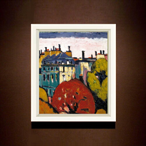 Rakuten - 【油絵 直筆仕上げ】サイエン 風景、パリ F8 【シンプルフレーム】 絵画 販売 8号 油彩 抽象画 485×410mm 複製画 送料無料 プレゼント ギフト 開店祝い 開業祝い 退職祝い 新築祝い リビング 玄関 モダン 近代アート 壁掛け