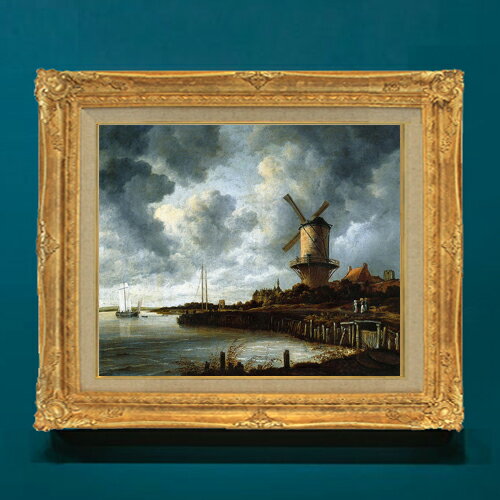 樂天商城 - 【油絵 直筆仕上げ】ロイスダール ヴェイクの風車 F8 【アップグレード額】 絵画 販売 8号 油彩 風景画 593×518mm 複製画 送料無料 プレゼント ギフト 開店祝い 開業祝い 退職祝い 新築祝い リビングアートフレーム 壁掛け