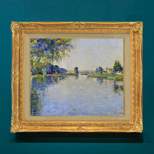Rakuten - 【油絵 直筆仕上げ】カイユボット セーヌ川の景色 F8 【アップグレード額】 絵画 販売 8号 油彩 風景画 593×518mm 複製画 送料無料 プレゼント ギフト 開店祝い 開業祝い 退職祝い 新築祝い リビングアートフレーム 壁掛け