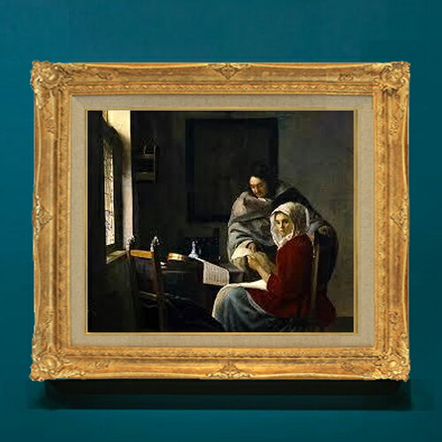 樂天商城 - 【油絵 直筆仕上げ】フェルメール 中断された音楽の稽古 F8 【アップグレード額】 絵画 販売 8号 油彩 風景画 593×518mm 複製画 送料無料 プレゼント ギフト 開店祝い 開業祝い 退職祝い 新築祝い リビングアートフレーム 壁掛け