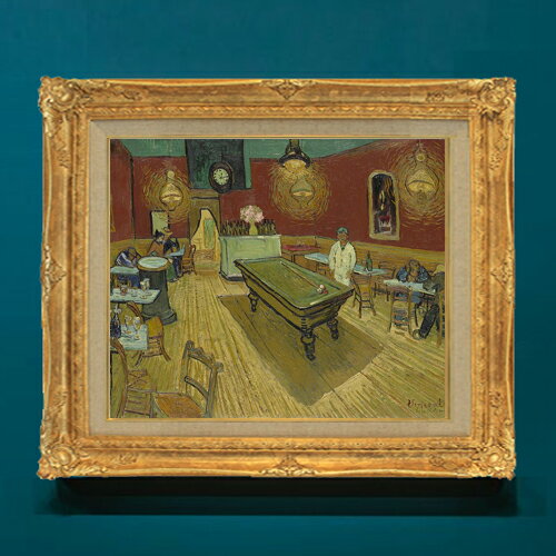 【油絵 直筆仕上げ】ゴッホ 夜のカフェ F8 【アップグレード額】 絵画 販売 8号 油彩 風景画 593×518mm 複製画 送料無料 プレゼント ギフト 開店祝い 開業祝い 退職祝い 新築祝い リビングアートフレーム 壁掛け
