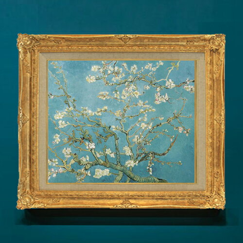 樂天商城 - 【油絵 直筆仕上げ】ゴッホ 花咲くアーモンドの木の枝 F8 【アップグレード額】 絵画 販売 8号 油彩 風景画 593×518mm 複製画 送料無料 プレゼント ギフト 開店祝い 開業祝い 退職祝い 新築祝い リビングアートフレーム 壁掛け
