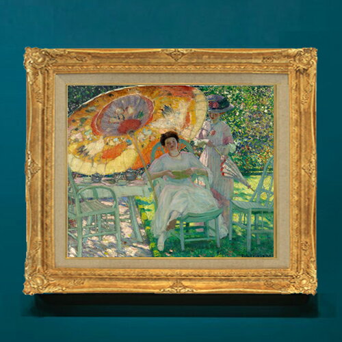 樂天商城 - 【油絵 直筆仕上げ】フリージキー The Garden Parasol F8 【アップグレード額】 絵画 販売 8号 油彩 風景画 593×518mm 複製画 送料無料 プレゼント ギフト 開店祝い 開業祝い 退職祝い 新築祝い リビングアートフレーム 壁掛け