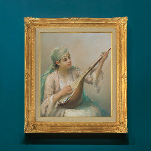 ファウストゾナロ Woman Playing a String Instrument F8  絵画 販売 8号 油彩 人物画 593×518mm 複製画 送料無料 プレゼント ギフト 開店祝い 開業祝い 退職祝い 新築祝い リビングアートフレーム 壁掛け