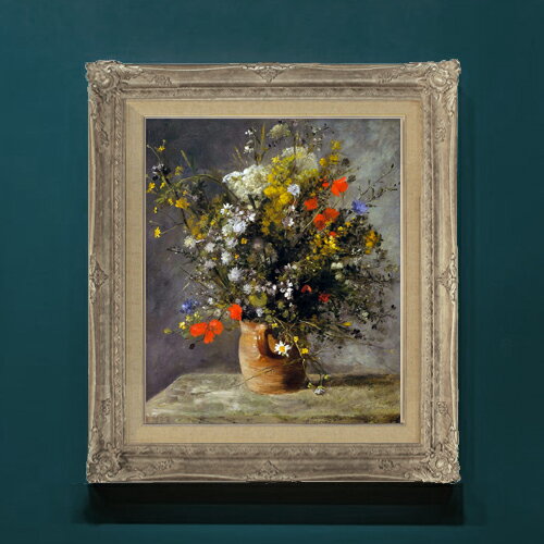 【油絵 直筆仕上げ】ルノワール Flowers in a Vase F8 【アップグレード額】 絵画 販売 8号 油彩 風景画 593×518mm 複製画 送料無料 プレゼント ギフト 開店祝い 開業祝い 退職祝い 新築祝い リビングアートフレーム 壁掛け