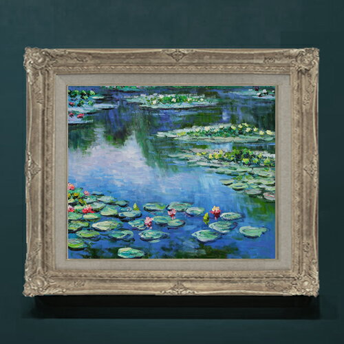 樂天商城 - 【油絵 直筆仕上げ】クロード・モネ 睡蓮 （5） F8 【アップグレード額】 絵画 販売 8号 油彩 風景画 593×518mm 複製画 送料無料 プレゼント ギフト 開店祝い 開業祝い 退職祝い 新築祝い リビングアートフレーム 壁掛け