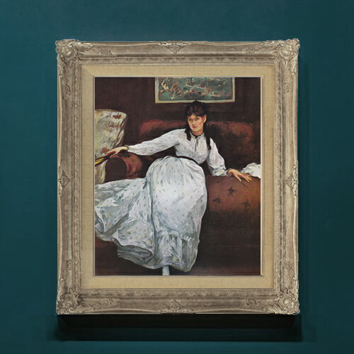 Rakuten - 【油絵 直筆仕上げ】マネ 休息 F8 【アップグレード額】 絵画 販売 8号 油彩 風景画 593×518mm 複製画 送料無料 プレゼント ギフト 開店祝い 開業祝い 退職祝い 新築祝い リビングアートフレーム 壁掛け