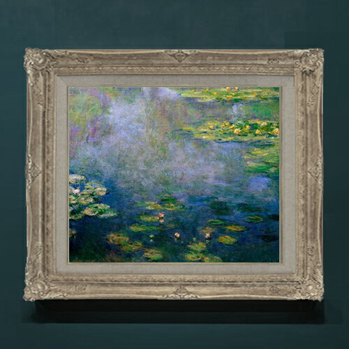 Rakuten - 【油絵 直筆仕上げ】クロード・モネ 睡蓮（2） F8 【アップグレード額】 絵画 販売 8号 油彩 風景画 593×518mm 複製画 送料無料 プレゼント ギフト 開店祝い 開業祝い 退職祝い 新築祝い リビングアートフレーム 壁掛け