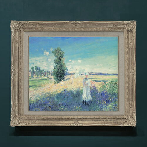 樂天商城 - 【油絵 直筆仕上げ】クロード・モネ 散歩 F8 【アップグレード額】 絵画 販売 8号 油彩 風景画 593×518mm 複製画 送料無料 プレゼント ギフト 開店祝い 開業祝い 退職祝い 新築祝い リビングアートフレーム 壁掛け