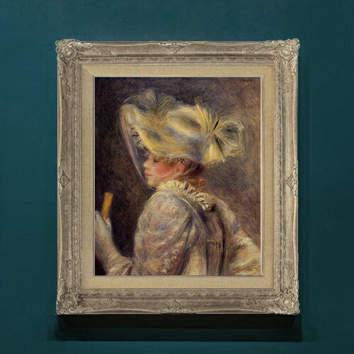 【油絵 直筆仕上げ】ルノワール 白い帽子の女 F8 【アップグレード額】 絵画 販売 8号 油彩 風景画 593×518mm 複製画 送料無料 プレゼント ギフト 開店祝い 開業祝い 退職祝い 新築祝い リビングアートフレーム 壁掛け