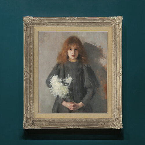 樂天商城 - 【油絵 直筆仕上げ】ボズナンスカ Girl with Chrysanthemums F8 【アップグレード額】 絵画 販売 8号 油彩 人物画 593×518mm 複製画 送料無料 プレゼント ギフト 開店祝い 開業祝い 退職祝い 新築祝い リビングアートフレーム 壁掛け