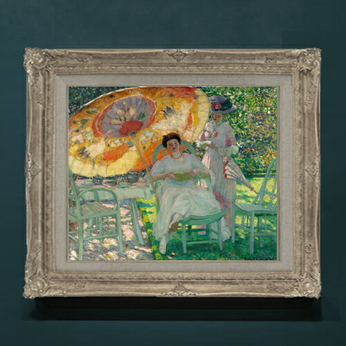 樂天商城 - 【油絵 直筆仕上げ】フリージキー The Garden Parasol F8 【アップグレード額】 絵画 販売 8号 油彩 風景画 593×518mm 複製画 送料無料 プレゼント ギフト 開店祝い 開業祝い 退職祝い 新築祝い リビングアートフレーム 壁掛け