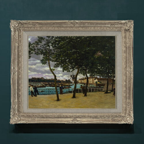 樂天商城 - 【油絵 直筆仕上げ】ギヨマン View of the Seine, Paris F8 【アップグレード額】 絵画 販売 8号 油彩 風景画 593×518mm 複製画 送料無料 プレゼント ギフト 開店祝い 開業祝い 退職祝い 新築祝い リビングアートフレーム 壁掛け