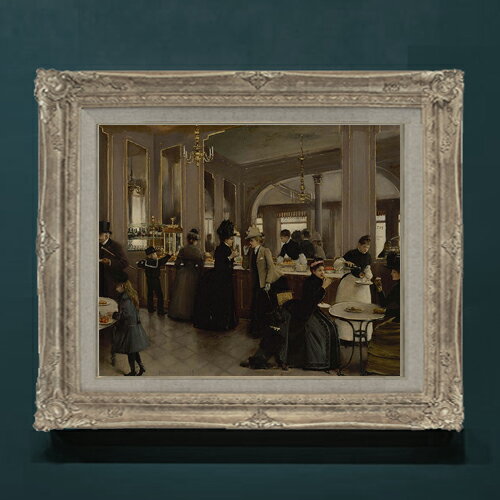 樂天商城 - 【油絵 直筆仕上げ】ジャン・ベロー La Patisserie Gloppe F8 【アップグレード額】 絵画 販売 8号 油彩 風景画 593×518mm 複製画 送料無料 プレゼント ギフト 開店祝い 開業祝い 退職祝い 新築祝い リビングアートフレーム 壁掛け