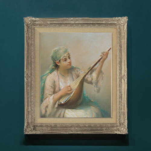 ファウストゾナロ Woman Playing a String Instrument F8  絵画 販売 8号 油彩 人物画 593×518mm 複製画 送料無料 プレゼント ギフト 開店祝い 開業祝い 退職祝い 新築祝い リビングアートフレーム 壁掛け