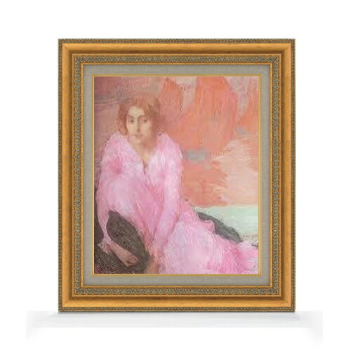 【油絵 直筆仕上げ】アマン・ジャン ピンクのドレス F8 【額入り】 絵画 販売 8号 油彩 風景画 602×528..