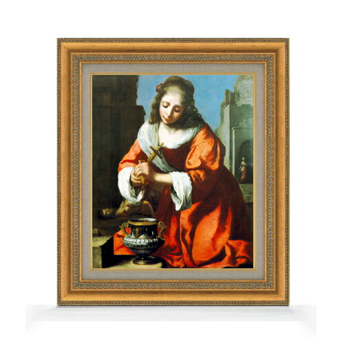 【油絵 直筆仕上げ】フェルメール Saint Praxidis F8 【額入り】 絵画 販売 8号 油彩 風景画 602×528mm..