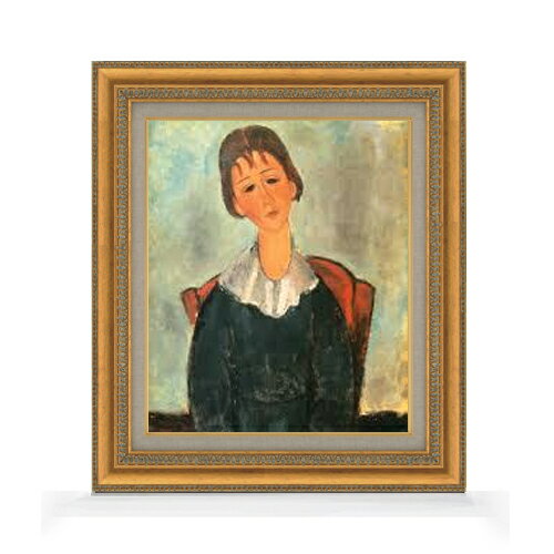 Rakuten - 【油絵 直筆仕上げ】モディリアーニ 少女の肖像 F8 【額入り】 絵画 販売 8号 油彩 風景画 602×528mm 複製画 送料無料 プレゼント ギフト 開店祝い 開業祝い 退職祝い 新築祝い リビング 玄関 モダン アートフレーム 壁掛け