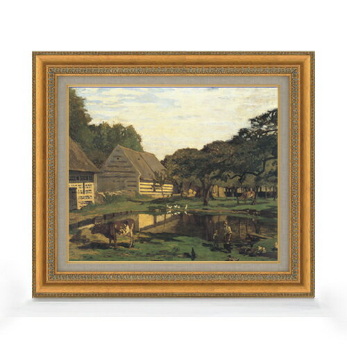 【油絵 直筆仕上げ】クロード・モネ ノルマンディーの農家の庭 F8 【額入り】 絵画 販売 8号 油彩 風景..
