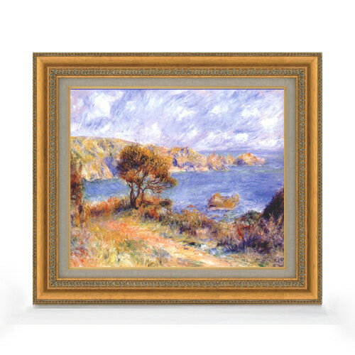 【油絵 直筆仕上げ】ルノワール ガーンジーの風景 F8 【額入り】 絵画 販売 8号 油彩 風景画 602×528mm 複製画 送料無料 プレゼント ギフト 開店祝い 開業祝い 退職祝い 新築祝い リビング 玄関 モダン アートフレーム 壁掛け