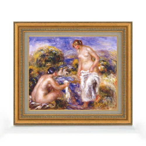 Rakuten - 【油絵 直筆仕上げ】ルノワール 浴女 F8 【額入り】 絵画 販売 8号 油彩 風景画 602×528mm 複製画 送料無料 プレゼント ギフト 開店祝い 開業祝い 退職祝い 新築祝い リビング 玄関 モダン アートフレーム 壁掛け