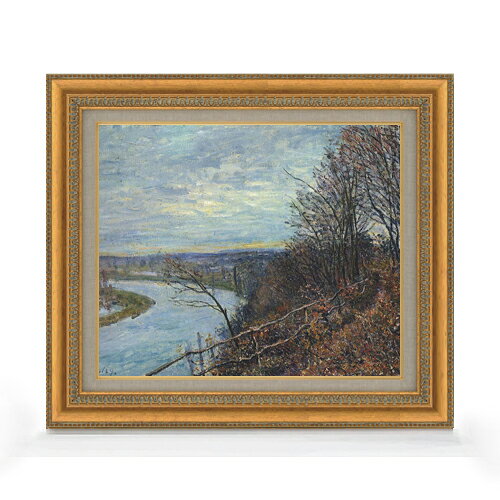 【油絵 直筆仕上げ】シスレー 11月の午後 F8 【額入り】 絵画 販売 8号 油彩 風景画 602×528mm 複製画 送料無料 プレゼント ギフト 開店祝い 開業祝い 退職祝い 新築祝い リビング 玄関 モダン アートフレーム 壁掛け ラッピング可 油彩
