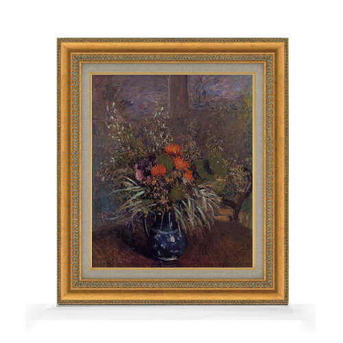 【油絵 直筆仕上げ】シスレー 花と花瓶 F8 【額入り】 絵画 販売 8号 油彩 風景画 602×528mm 複製画 送料無料 プレゼント ギフト 開店祝い 開業祝い 退職祝い 新築祝い リビング 玄関 モダン アートフレーム 壁掛け ラッピング可 油彩