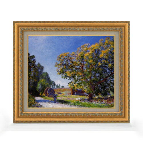 【油絵 直筆仕上げ】シスレー 森林、まわりの風景 F8 【額入り】 絵画 販売 8号 油彩 風景画 602×528mm 複製画 送料無料 プレゼント ギフト 開店祝い 開業祝い 退職祝い 新築祝い リビング 玄関 モダン アートフレーム 壁掛け ラッピング可 油彩