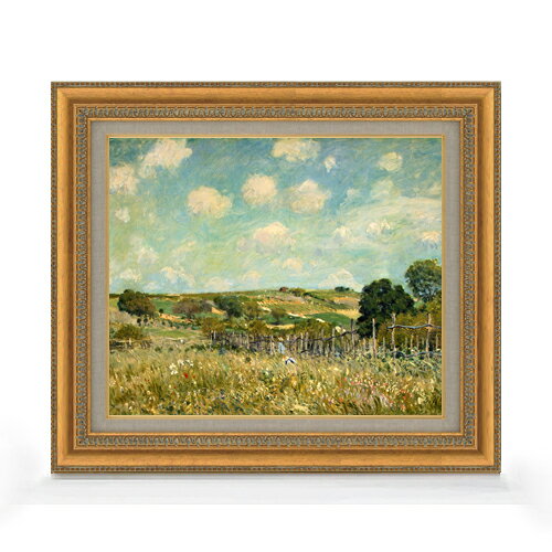 【油絵 直筆仕上げ】シスレー 牧草地 F8 【額入り】 絵画 販売 8号 油彩 風景画 602×528mm 複製画 送料無料 プレゼント ギフト 開店祝い 開業祝い 退職祝い 新築祝い リビング 玄関 モダン アートフレーム 壁掛け ラッピング可 油彩