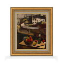 【油絵 直筆仕上げ】ディエゴ・リベラ Knife and Fruit in Front of the Window F8 【額入り】 絵画 販売 8号 油彩 風景画 602×528mm 複製画 送料無料 プレゼント ギフト 開店祝い 開業祝い 退職祝い 新築祝い リビング 玄関 モダン アートフレーム 壁掛け