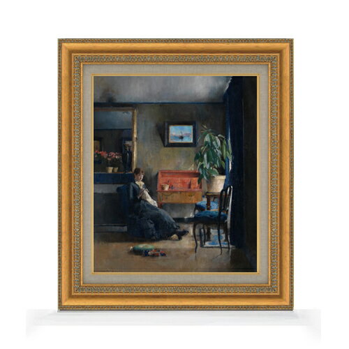 樂天商城 - 【油絵 直筆仕上げ】ハリエット・バッカー Blue Interior F8 【額入り】 絵画 販売 8号 油彩 抽象画 602×528mm 複製画 送料無料 プレゼント ギフト 開店祝い 開業祝い 退職祝い 新築祝い リビング 玄関 モダン アートフレーム 壁掛け