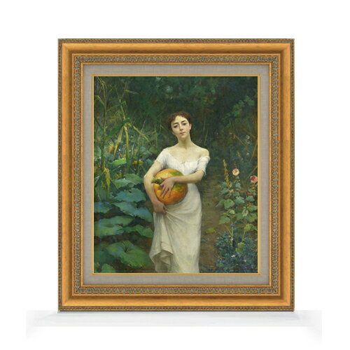 【油絵 直筆仕上げ】ファウストゾナロ Young Girl Carrying a Pumpkin F8 【額入り】 絵画 販売 8号 油彩 人物画 602×528mm 複製画 送料無料 プレゼント ギフト 開店祝い 開業祝い 退職祝い 新築祝い リビング 玄関 モダン アートフレーム 壁掛け