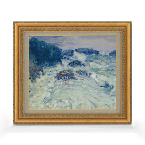 【油絵 直筆仕上げ】ジョン・ピーター・ラッセル Rough sea, Morestil F8 【額入り】 絵画 販売 8号 油彩 風景画 602×528mm 複製画 送料無料 プレゼント ギフト 開店祝い 開業祝い 退職祝い 新築祝い リビング 玄関 モダン アートフレーム 壁掛け