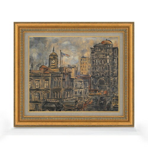 【油絵 直筆仕上げ】ガルシア 市庁舎 F8 【額入り】 絵画 販売 8号 油彩 抽象画 602×528mm 複製画 送料..