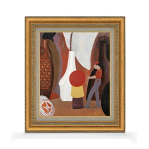 【油絵 直筆仕上げ】トール 機械人間の静物画 F8 【額入り】 絵画 販売 8号 油彩 抽象画 602×528mm 複製画 送料無料 プレゼント ギフト 開店祝い 開業祝い 退職祝い 新築祝い リビング 玄関 モダン アートフレーム 壁掛け