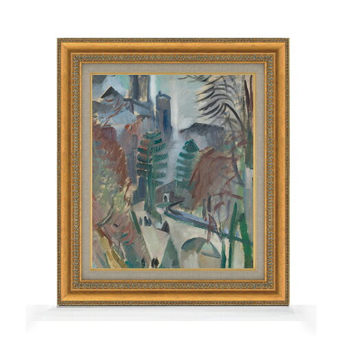 【油絵 直筆仕上げ】ドローネー ラオンの風景 F8 【額入り】 絵画 販売 8号 油彩 抽象画 602×528mm 複製画 送料無料 プレゼント ギフト 開店祝い 開業祝い 退職祝い 新築祝い リビング 玄関 モダン アートフレーム 壁掛け ラッピング可 油彩