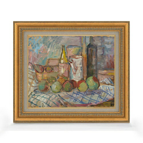 Rakuten - 【油絵 直筆仕上げ】ブロンダー 果物のある静物画 F8 【額入り】 絵画 販売 8号 油彩 抽象画 602×528mm 複製画 送料無料 プレゼント ギフト 開店祝い 開業祝い 退職祝い 新築祝い リビング 玄関 モダン アートフレーム 壁掛け
