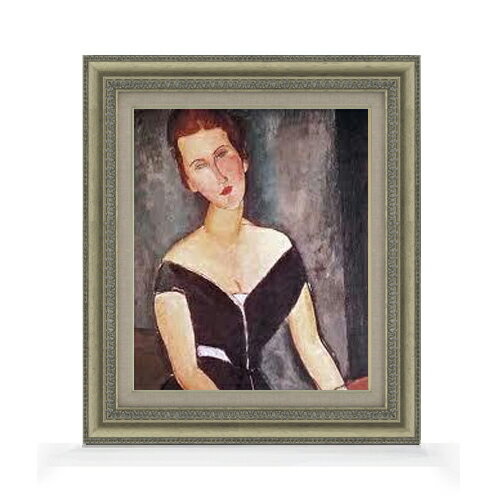【油絵 直筆仕上げ】モディリアーニ ヴァン・ムイデン夫人の肖像 F8 【額入り】 絵画 販売 8号 油彩 風景画 602×528mm 複製画 送料無料 プレゼント ギフト 開店祝い 開業祝い 退職祝い 新築祝い リビング 玄関 モダン アートフレーム 壁掛け