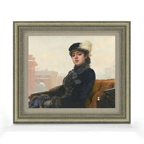 Portrait - 【油絵 直筆仕上げ】クラムスコイ 忘れえぬ人 F8 【額入り】 絵画 販売 8号 油彩 風景画 602×528mm 複製画 送料無料 プレゼント ギフト 開店祝い 開業祝い 退職祝い 新築祝い リビング 玄関 モダン アートフレーム 壁掛け