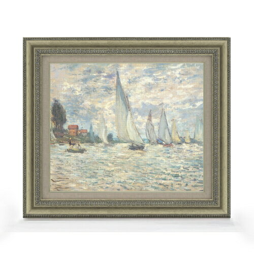 Rakuten - 【油絵 直筆仕上げ】クロード・モネ アルジャントゥイユのレガッタ F8 【額入り】 絵画 販売 8号 油彩 風景画 602×528mm 複製画 送料無料 プレゼント ギフト 開店祝い 開業祝い 退職祝い 新築祝い リビング 玄関 モダン アートフレーム 壁掛け