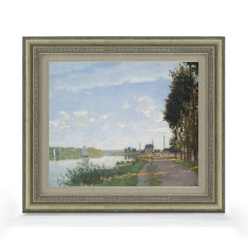 Western Films - 【油絵 直筆仕上げ】クロード・モネ アルジャントゥイユの散歩道(プロムナード) F8 【額入り】 絵画 販売 8号 油彩 風景画 602×528mm 複製画 送料無料 プレゼント ギフト 開店祝い 開業祝い 退職祝い 新築祝い リビング 玄関 モダン アートフレーム 壁掛け